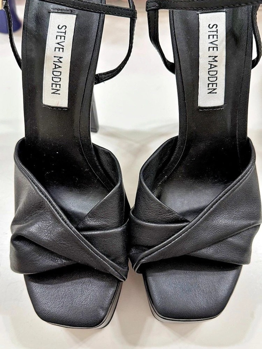 Steve Madden black leather platform heels size 6.5